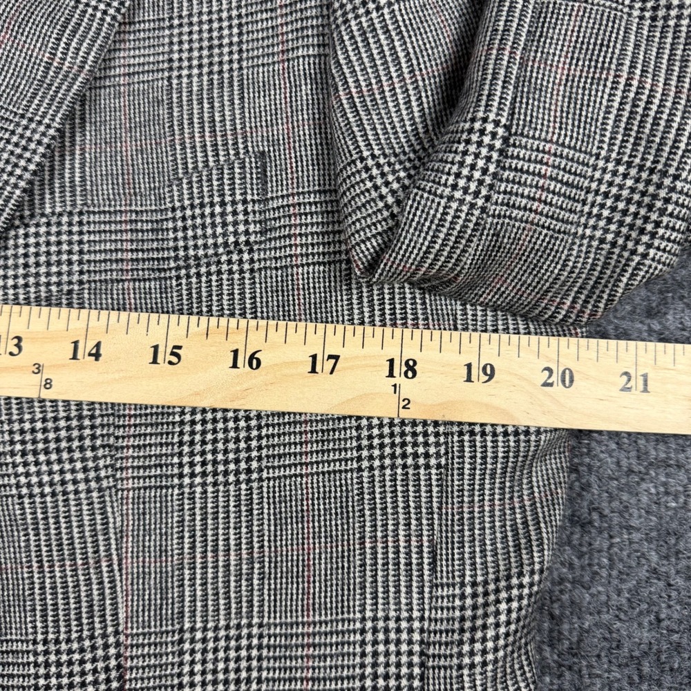 VTG Brooks Brothers 346 Mens 40R 100% Wool Glen Plaid Blazer Sport Coat Gray Red - Picture 5 of 15